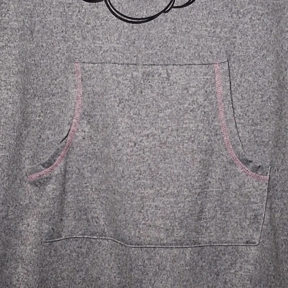 Disney Mickey Mouse Sleep Shirt L Gray Pink Kangaroo Pocket Fleece Nightgown - Picture 3 of 10